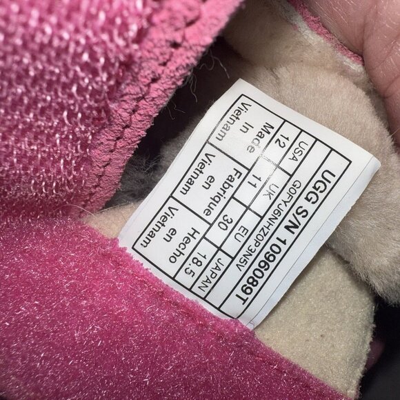 UGG Keelan Boots Toddler Girls Size 12 Pink Azalea Suede Shearling Faux Fur - Picture 9 of 10